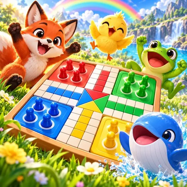 Kids Ludo board with animal tokens