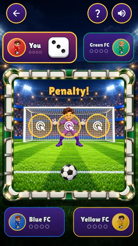 A penalty shootout in Football Ludo